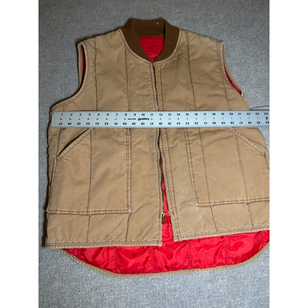 Walls Blizzard-Pruf Insulated Workwear Vest Tan Duck Canvas Red Lining Mens L - Picture 5 of 11